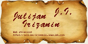 Julijan Irižanin vizit kartica